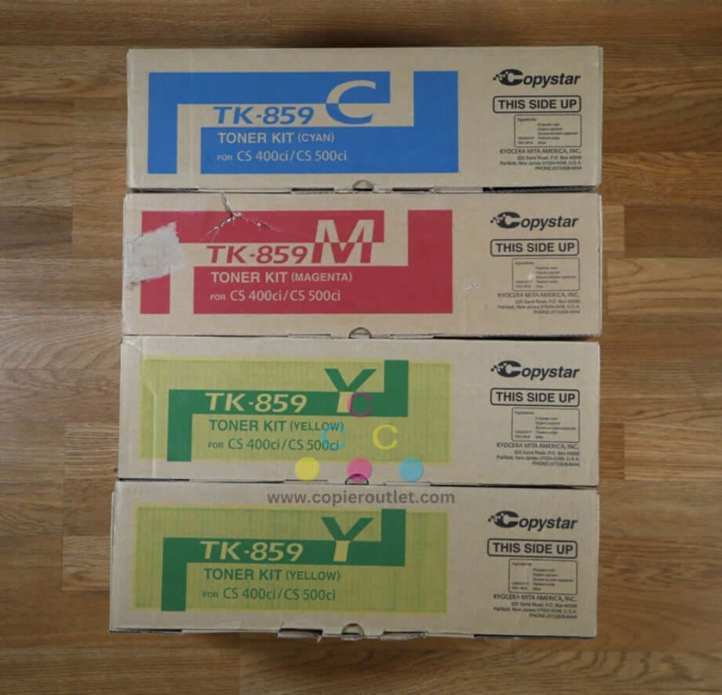 4 OEM Copystar CS400ci/CS500ci TK-859 Cyan/Magenta/(2)Yellow Toner Kit 