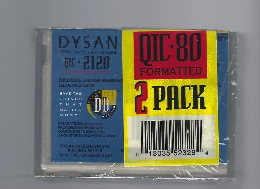 DYSAN 2120 QIC-80 Formatted DYSAN DIGITAL DATA TAPE CARTRIDGE 120MB 2 Pack NEW