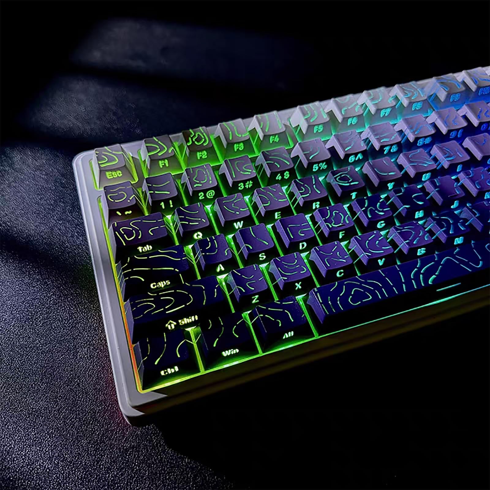 134 PCS PBT Doubleshot Cherry Profile Topographic Keycaps Fits 61/64/87/104