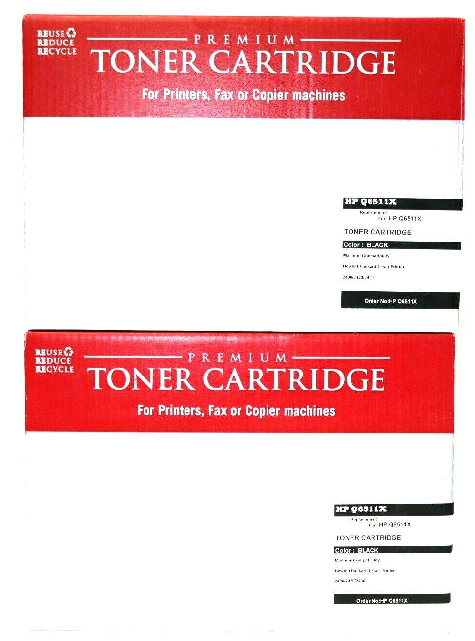 Two Pack Compatible Q6511X High Yield Black Toner Cartridge For HP LaserJet 2410