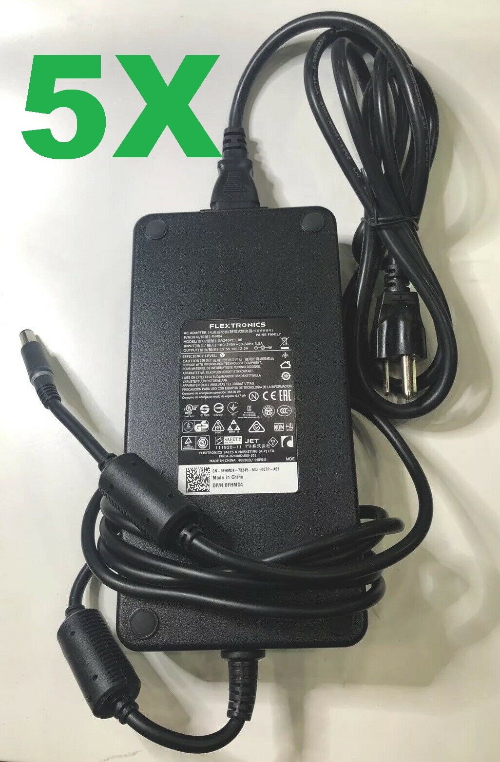 LOT OF 5 Genuine Dell Alienware Flextronics 240W 19.5V AC Adapter PA-9E FREE S/H