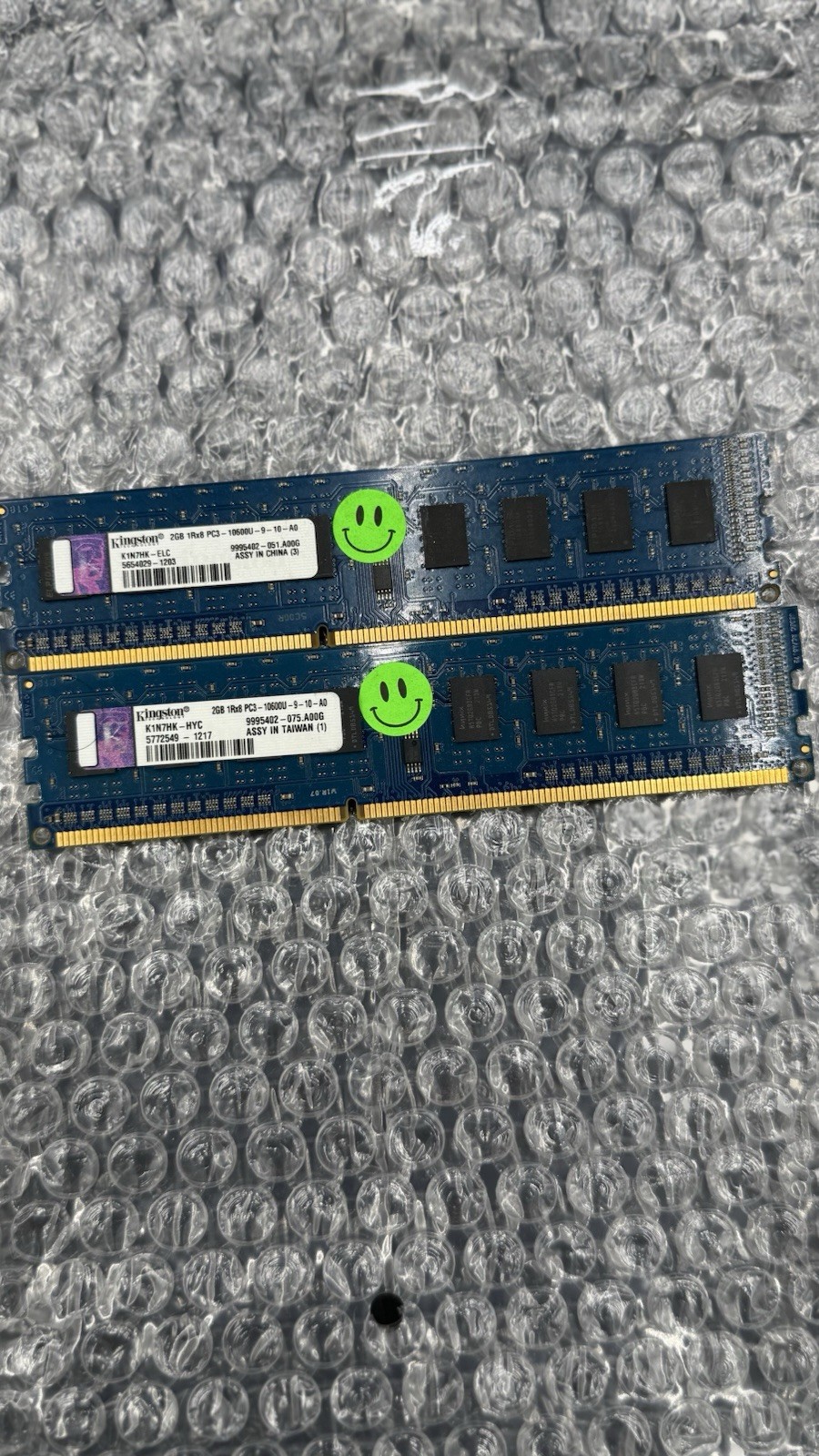 Kingston 2GB 1Rx8 PC3-10600U -9-10-A0 Memory Two sticks 4GB total