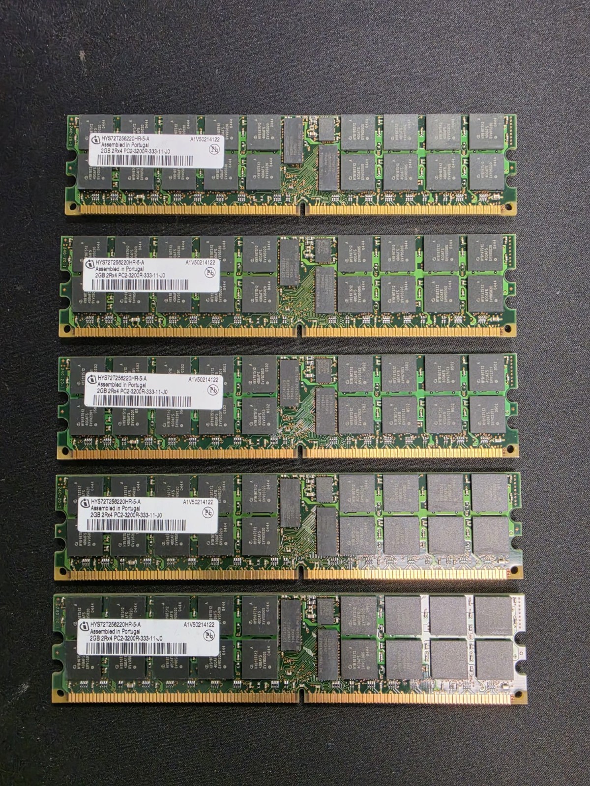 10G (5 x 2GB) Infineon HYS72T256220HR-5-A 2Rx4 PC2-3200 ECC Server RAM