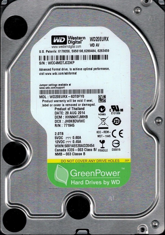 Western Digital WD20EURX-63T0FY0 2TB DCM: HHNNHTJMHB
