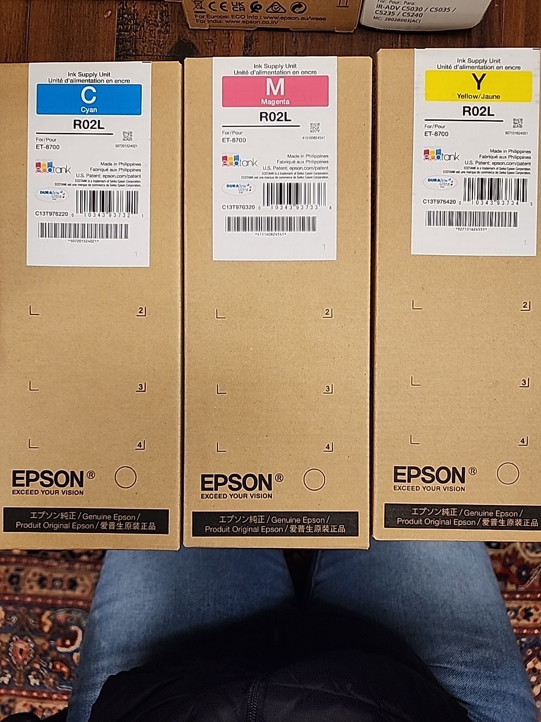 Lot of 3 Genuine Epson R02L C Y M Toner Cartridge Set for ET-8700 *NEW* | C1895