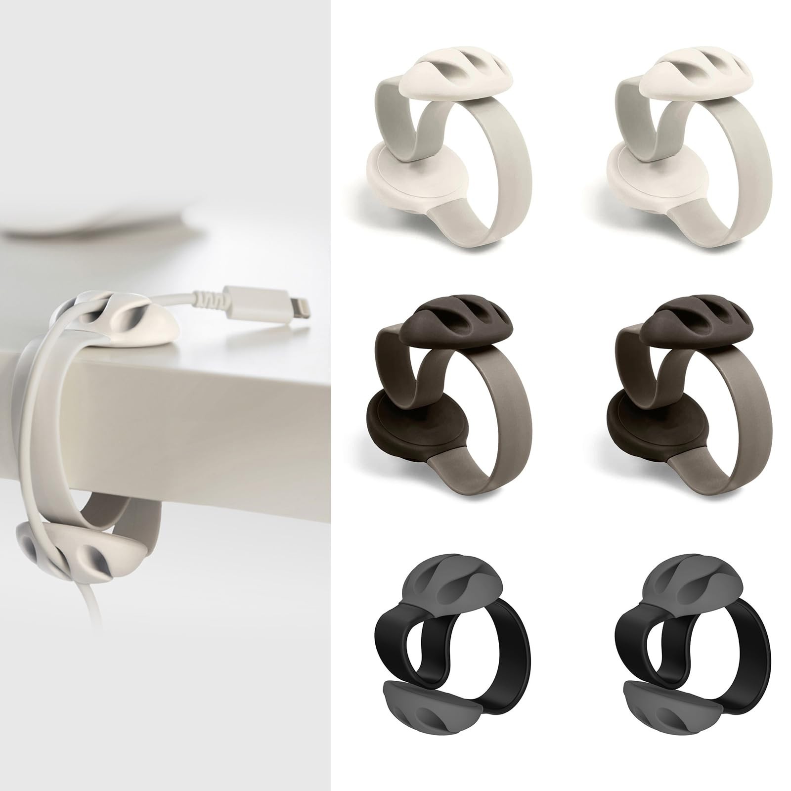 6 Pcs Plastic Cable Clips Cord Organizers for Desk and Home Office Management