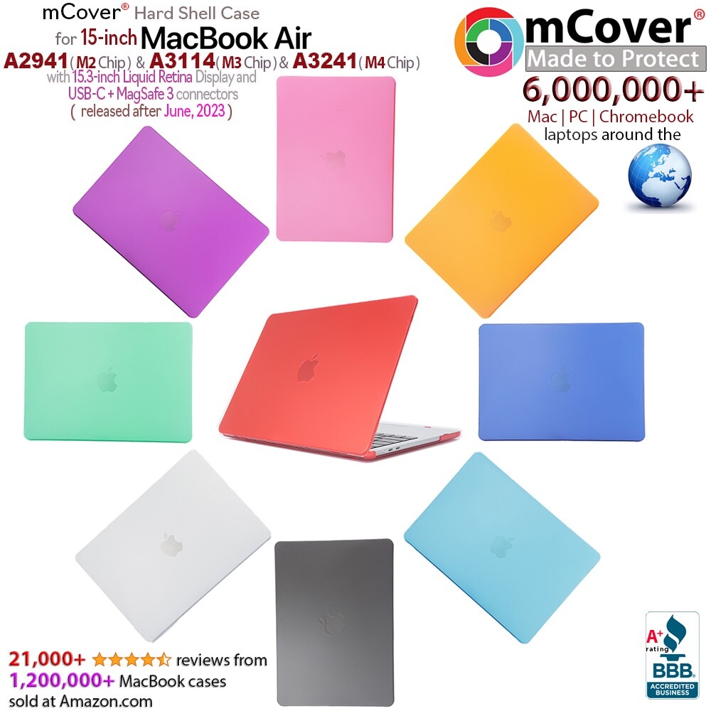 mCover® CASE for 2023+ 15.3" Apple MacBook Air A2941 A3114 A3241 M2 M3 M4 Chip