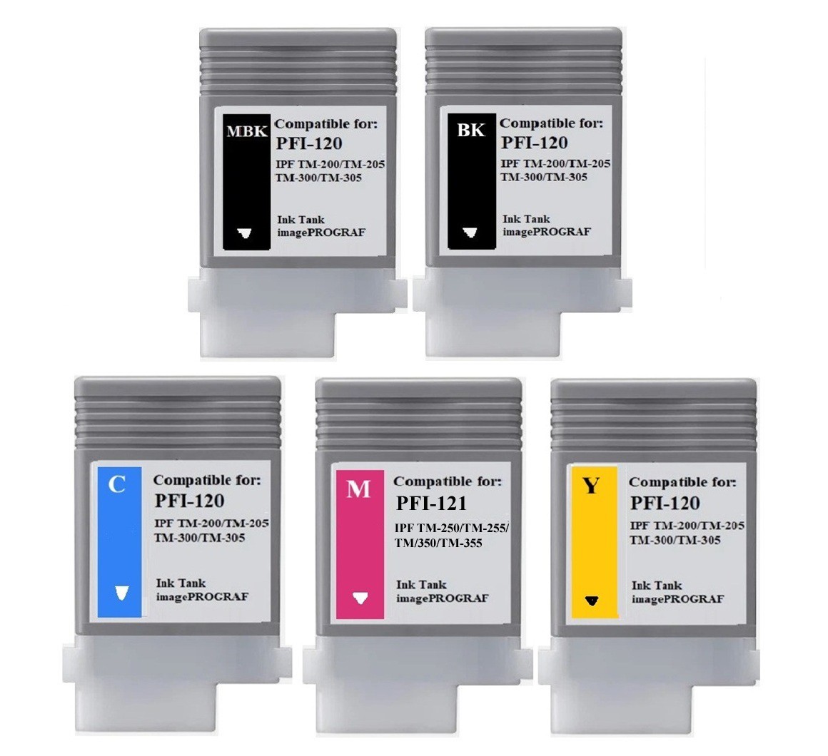 5 Pack PFI-120 & PFI-121  M Ink Cartridge tank for Canon iPF TM-350 TM-355