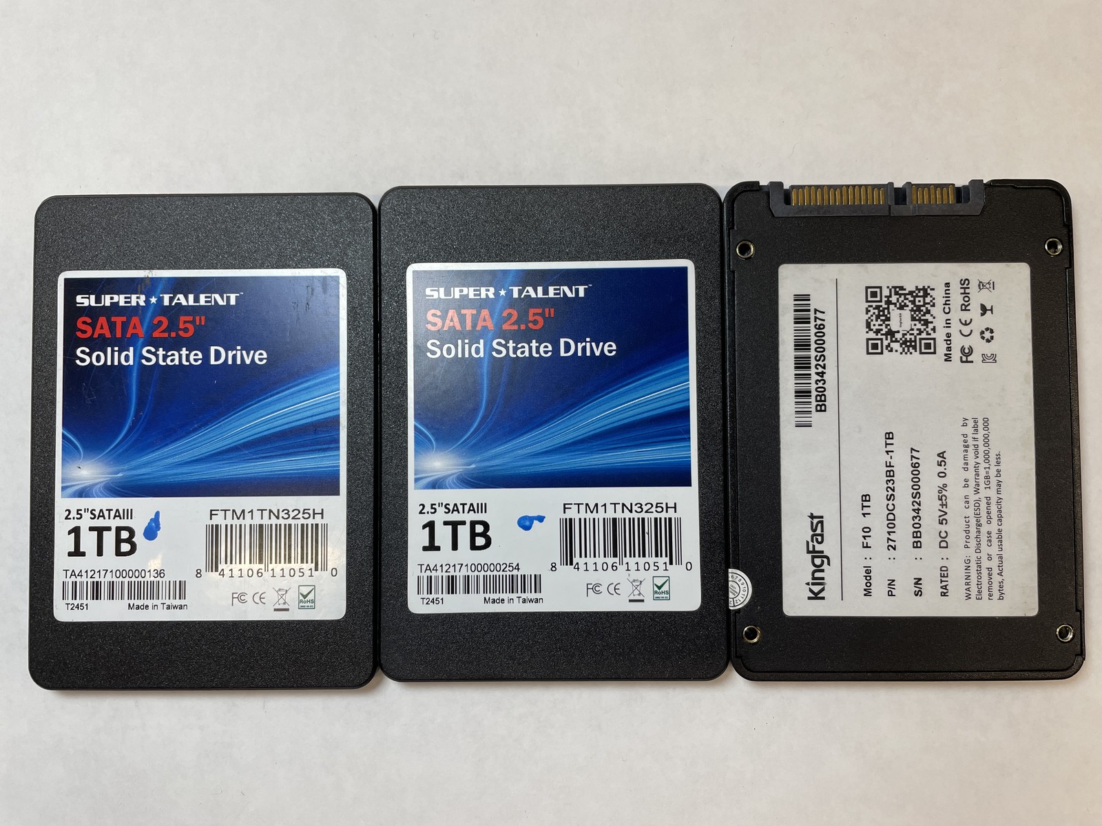 Lot 3x 1TB 2.5" SATA SSD 2x Super Talent FTM1TN325H KingFast 2710DCS23BF-1TB