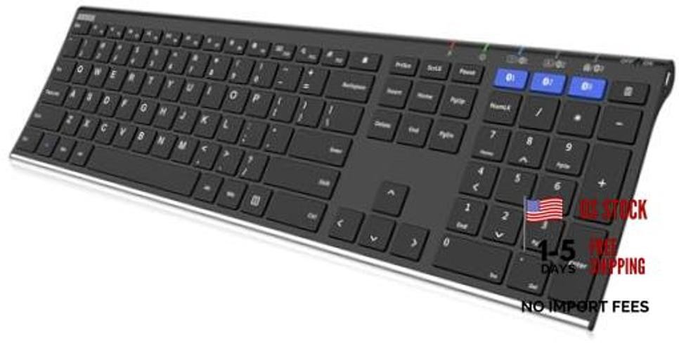 HB192 Universal Bluetooth Keyboard Multi-Device Stainless Steel Full Size