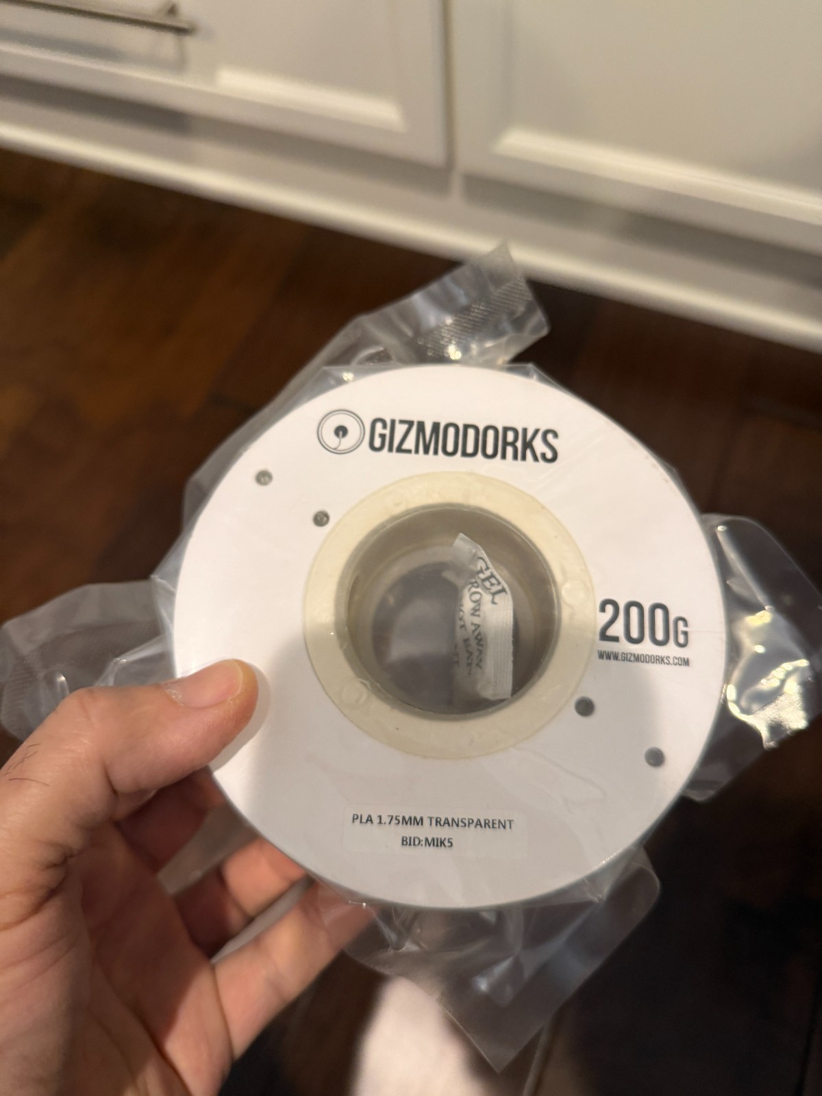 Gizmo Dorks PLA Filament for 3D Printers 1.75mm 200g TRANSPARENT