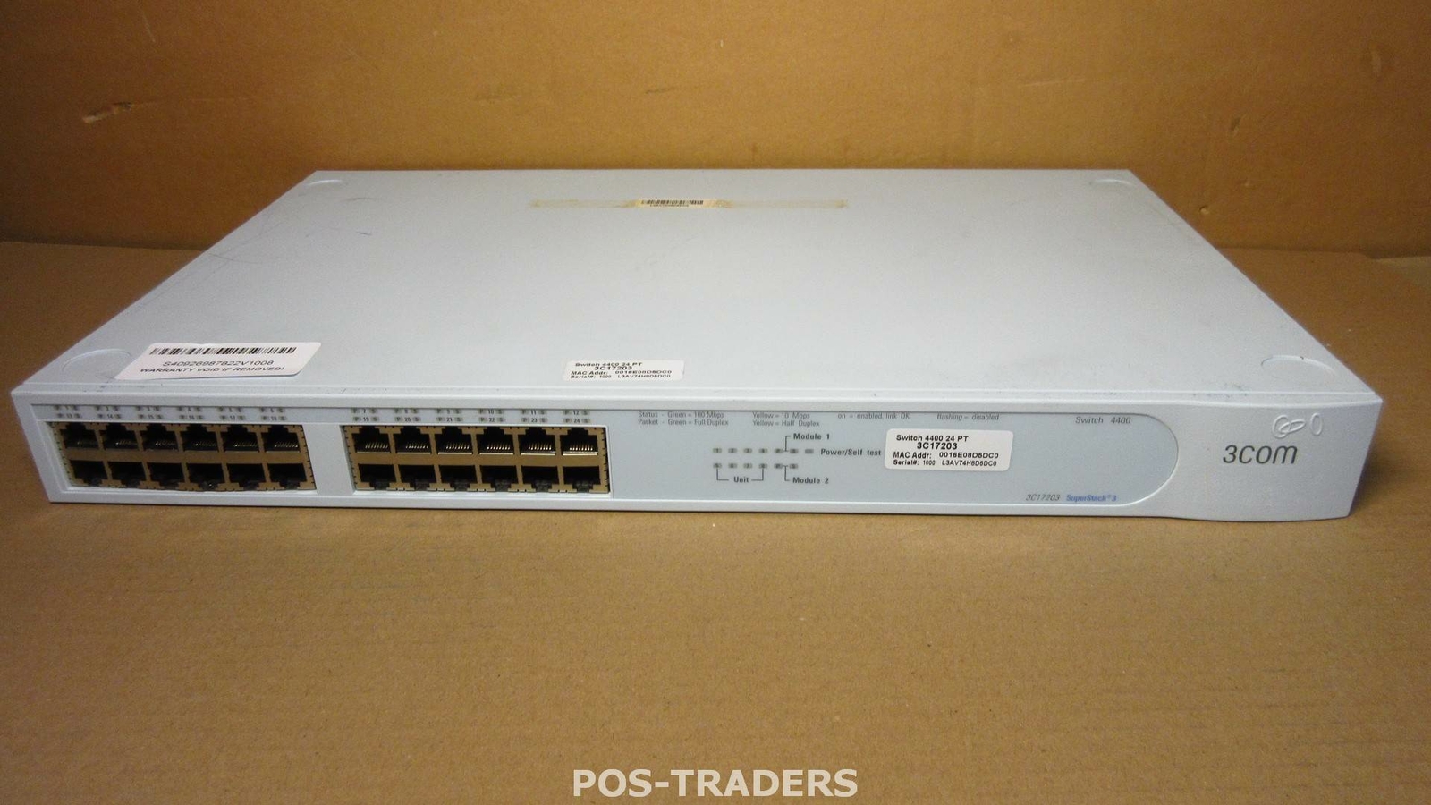 3COM 3C17203 SUPERSTACK 3 24 PORT 4400 MANAGED SWITCH W/ 3C17224 MODULES