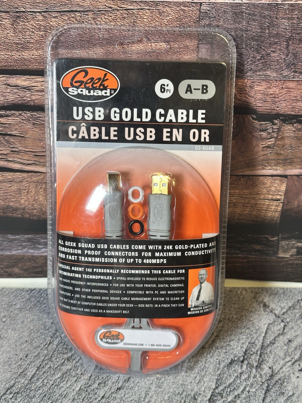 Geek Squad USB Gold Cable 6ft A-B 24K Gold Plated GS-6UAB New Sealed