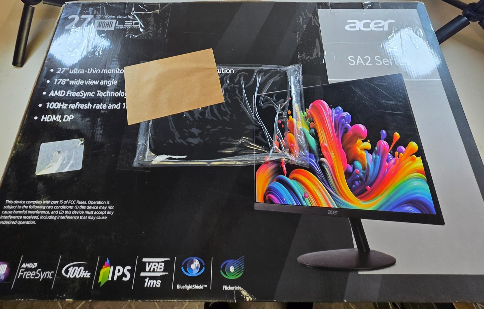 Acer 27" WQHD 100Hz LED Monitor, Black (SA272U EBIIP)