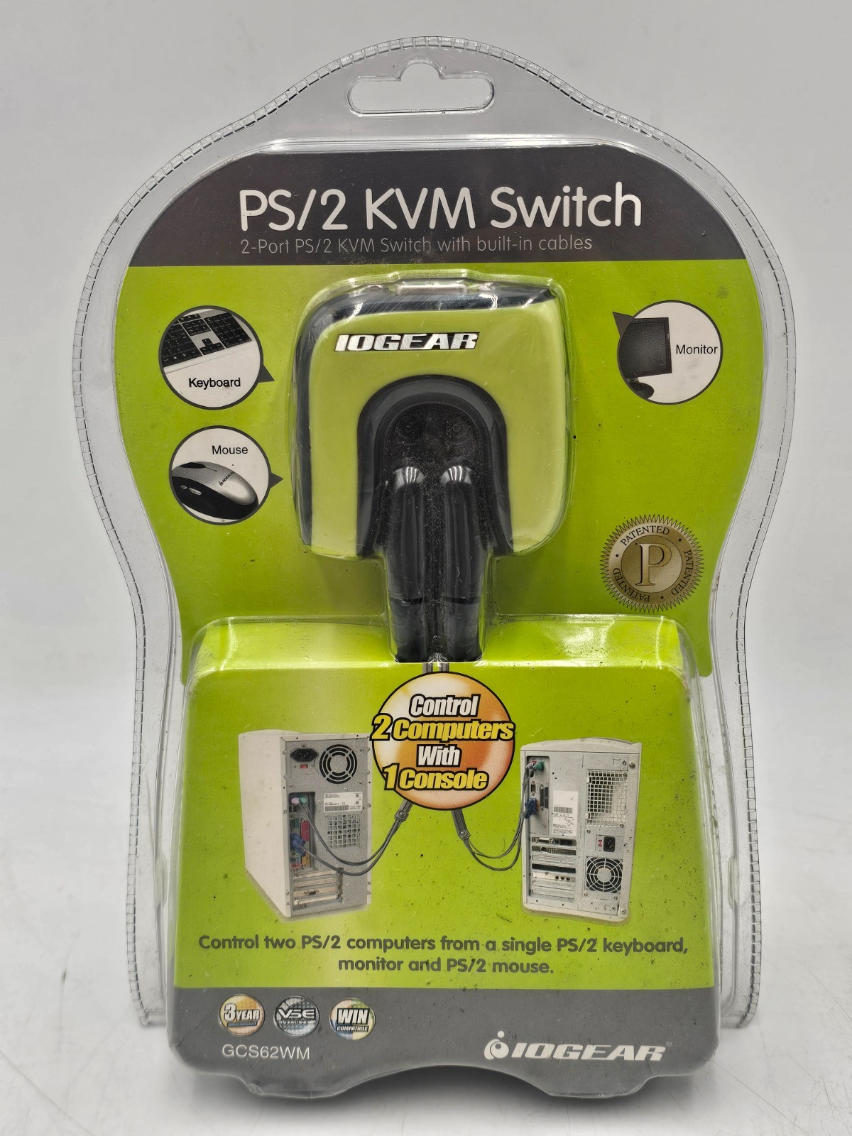 NEW Sealed  IOGEAR MiniView Micro 2-Port PS/2 KVM Switch (Model GCS62WM)