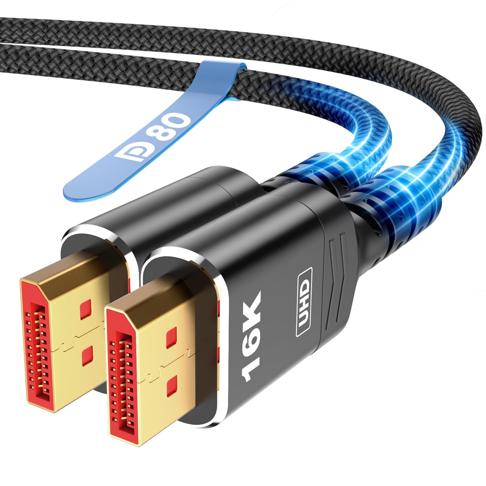 Highwings 80Gbps Displayport Cable 2.1 15FT, 16K@60Hz, 8K@120Hz, 4K@240Hz, DP...
