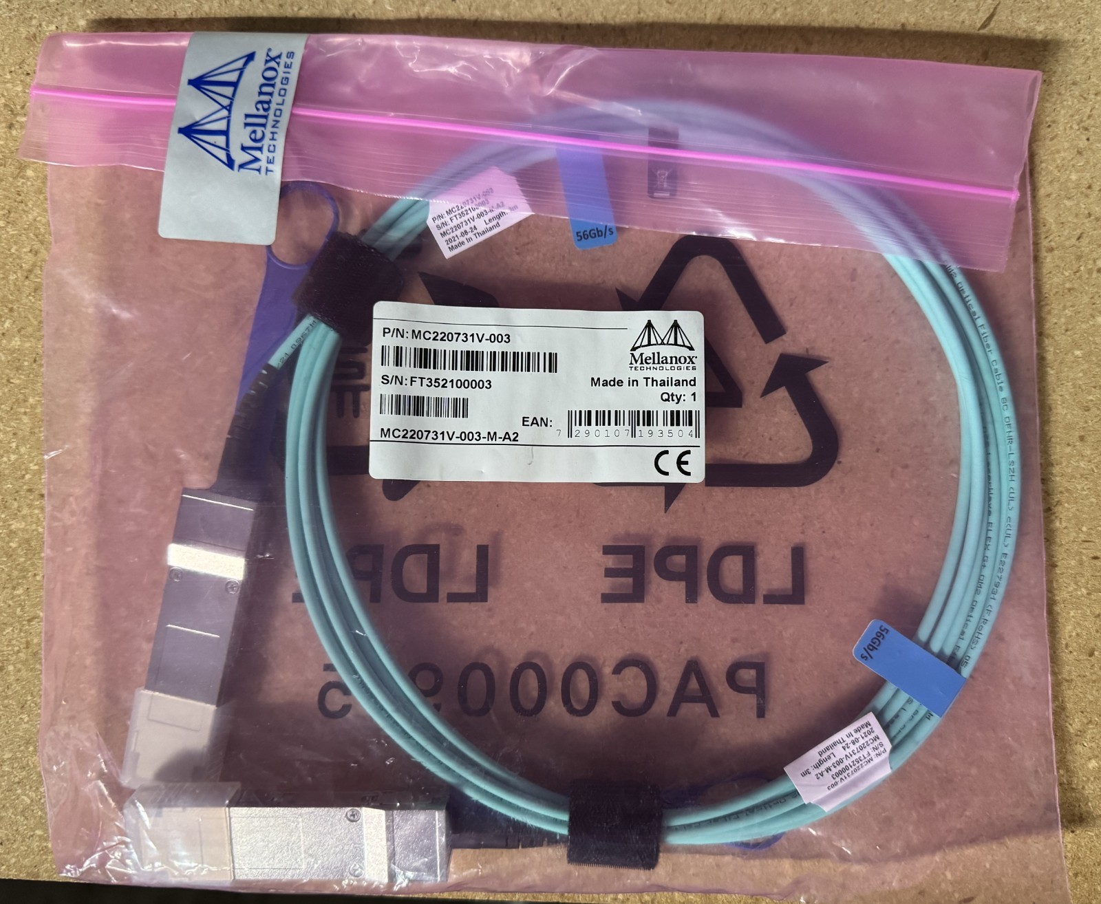 [ I ] Mellanox NVIDIA MC220731V-003-M-A2 56Gb/s FDR Active Optical Cable 3m