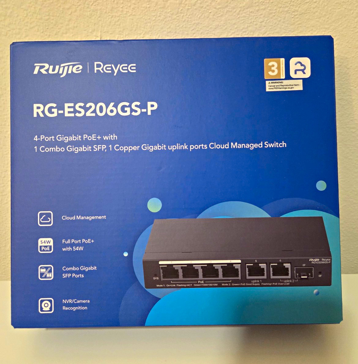Ruijie Reyee RG-ES206GS-P 4-Port Gigabit PoE+ Cloud Managed Switch SFP