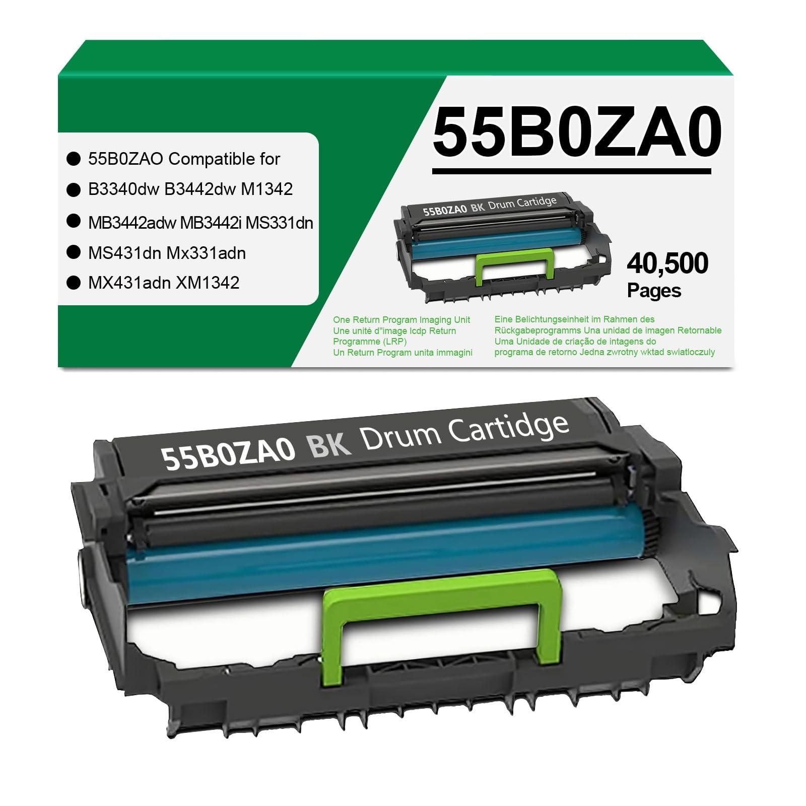 Verabeenix 55B0ZA0 Imaging Unit Compatible for Lexmark 55B0ZA0 Drum Unit for MS3