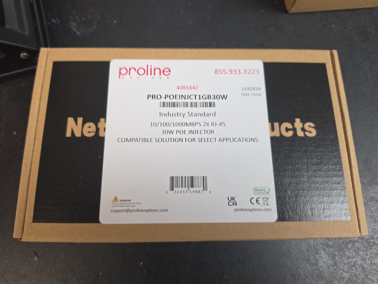 PoE Splitter 10/100/1000 Mpbs RJ45 DC5.5x2.1mm Support IEEE802.3 at 30W Splitter