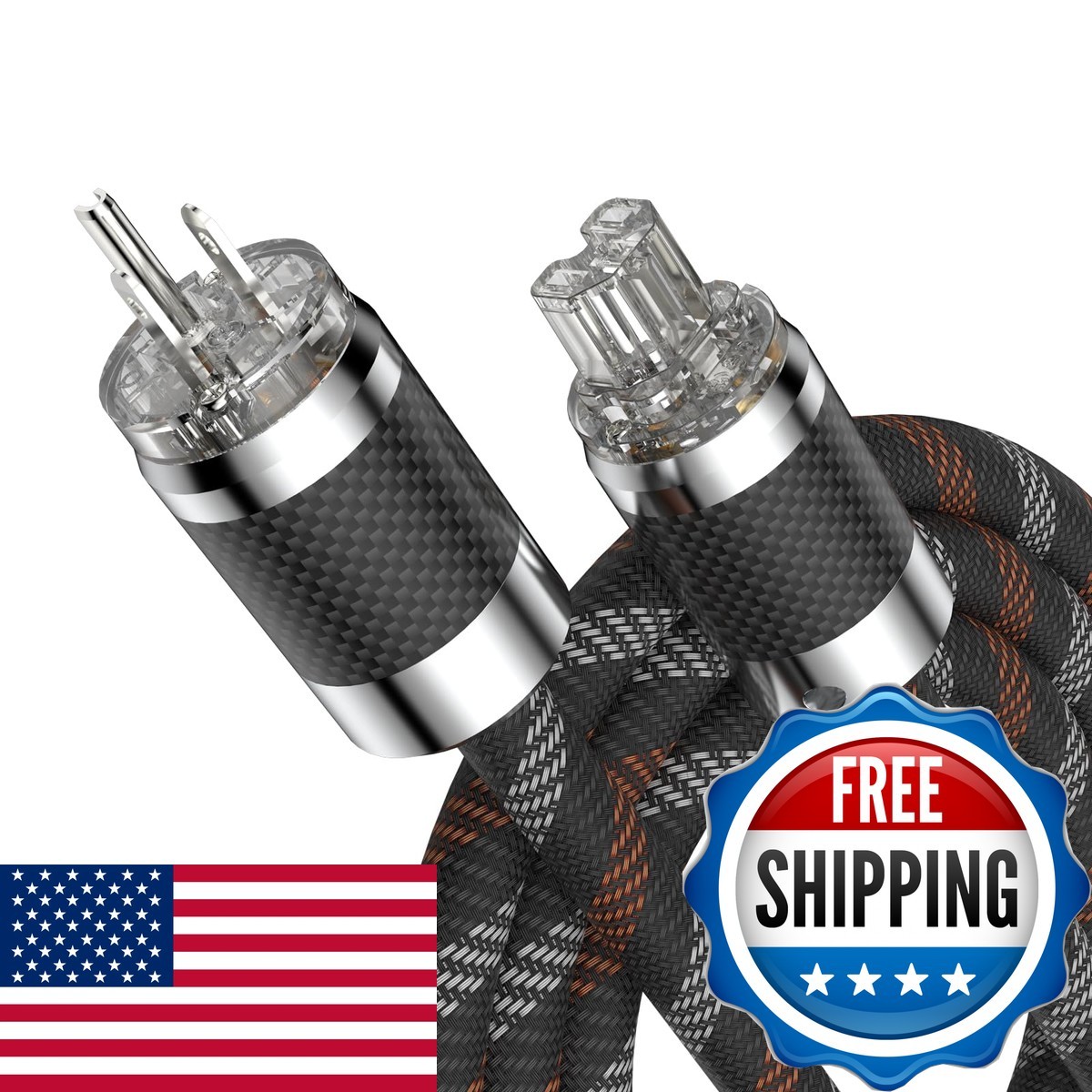 Viborg Audiocrast HiFi Power Cord, 6.6FT/2M, 125V 15A, High-End Amplifier Power