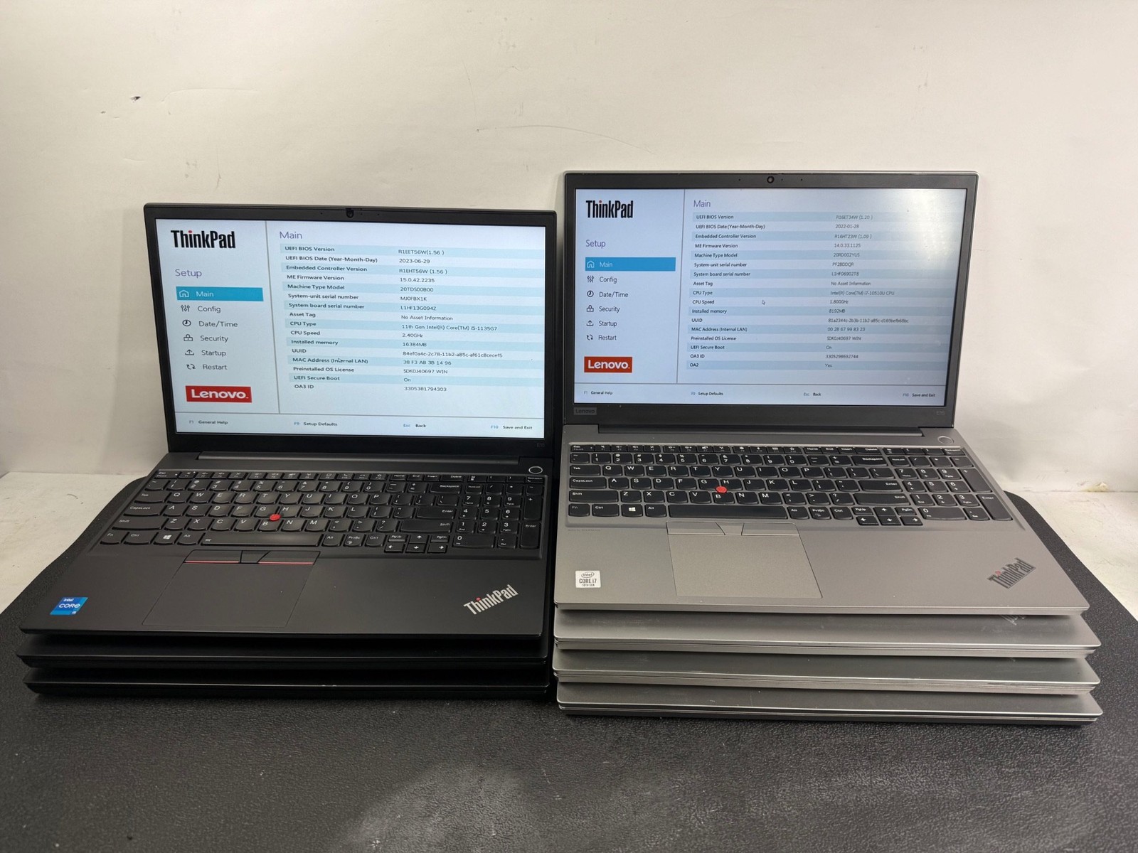 LOT OF 7 Lenovo ThinkPad E15 G1/G2 i5/i7 8-16GB Ram 256GB NVMe Laptops - READ
