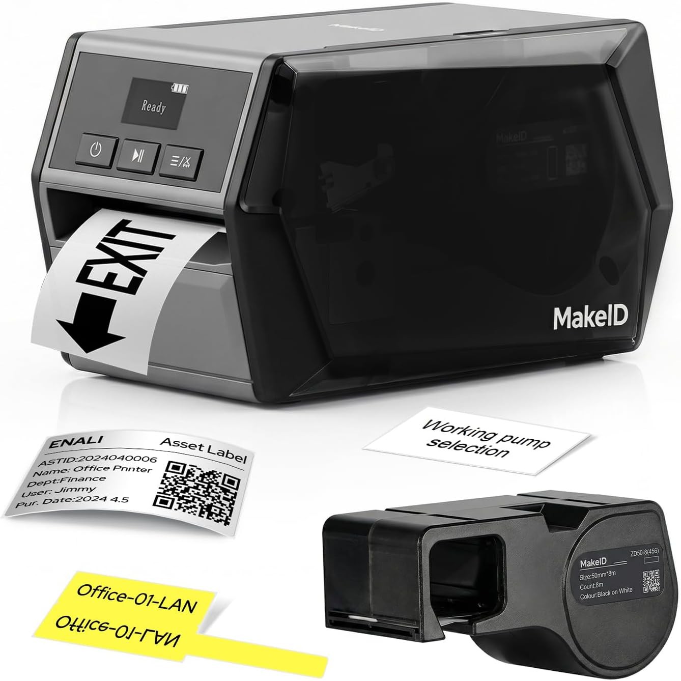 Makeid D50 Industrial Label Printer, Desktop Label Maker 2" Print Head, Mobile