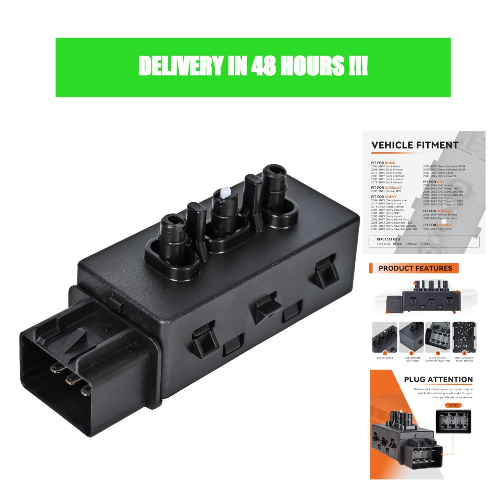 Power Seat Switch 6-Way Driver Seat Adjustment for Chevy Silverado GMC Sierra