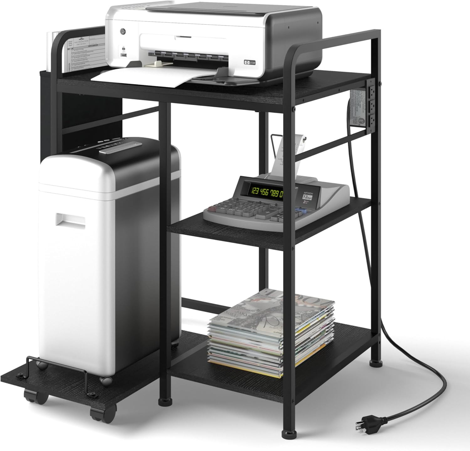 Home Printer Stand with Charging Station, 24X18 Inches Stands for Large Printer,