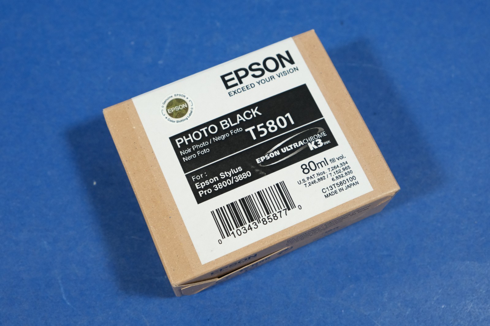 Genuine Epson Photo Black T5801 Ink For Stylus Pro 3800/3880 Exp. 08-2011 NOS