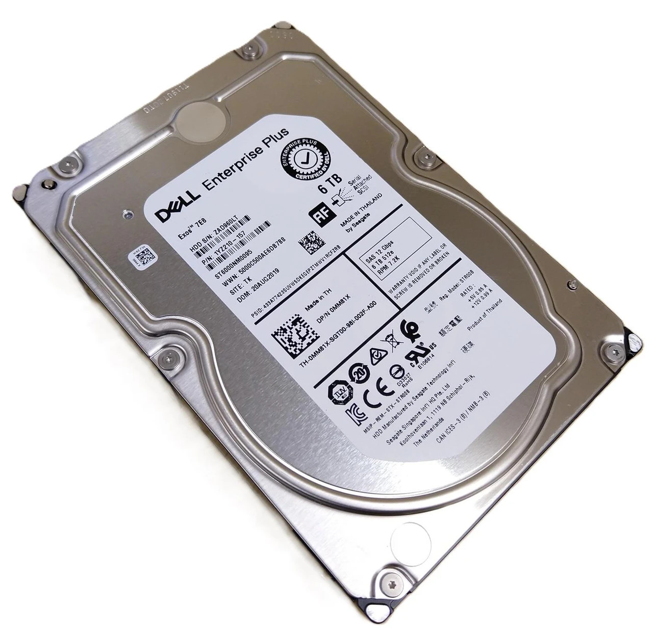 Dell NWCCG 6TB 7.2K 6Gb/s SAS 3.5" Enterprise HDD 46% Health