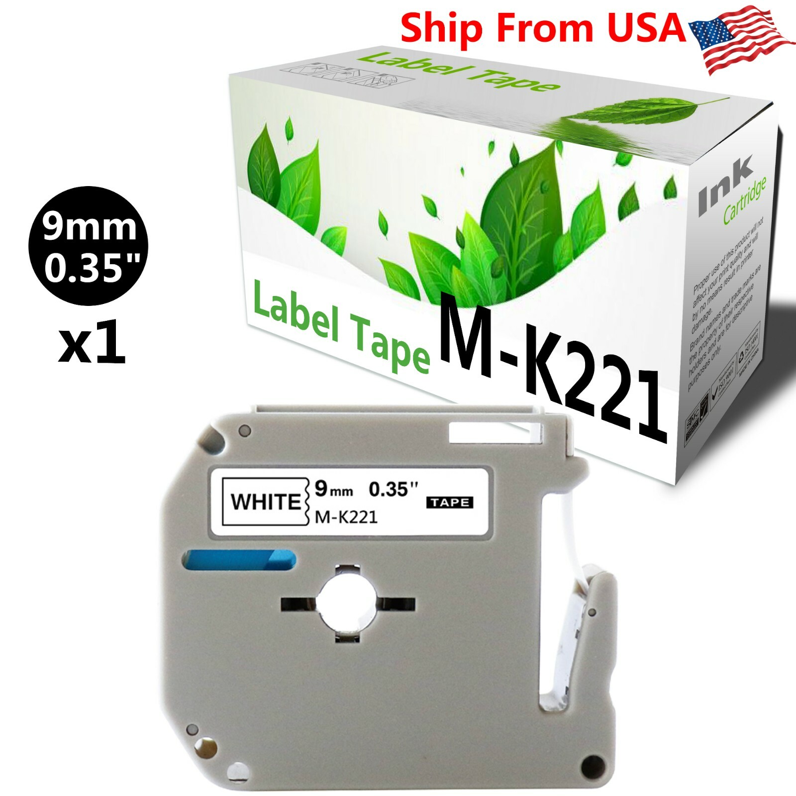 1 PK MK221 MK-221 Label Tape Used for P-touch PT-70BM PT-70BMH(Black on White)