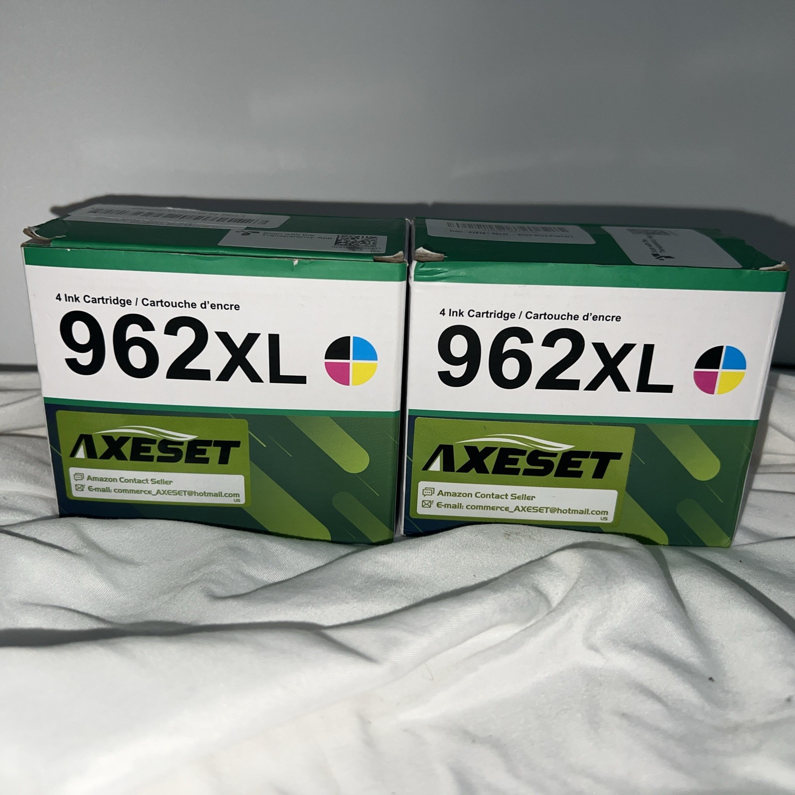 TWO BOXES OF AXESET 4PK 962 XL Ink CARTRIDGES for HP Office Jet 2027
