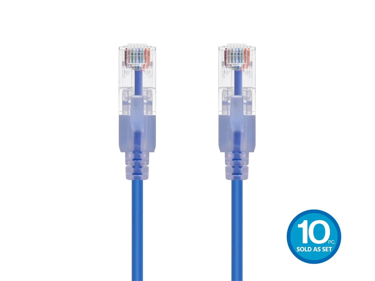 Monoprice Cat6A Ethernet Network Patch Cable - 25 Feet - Blue | 10-Pack, 10G