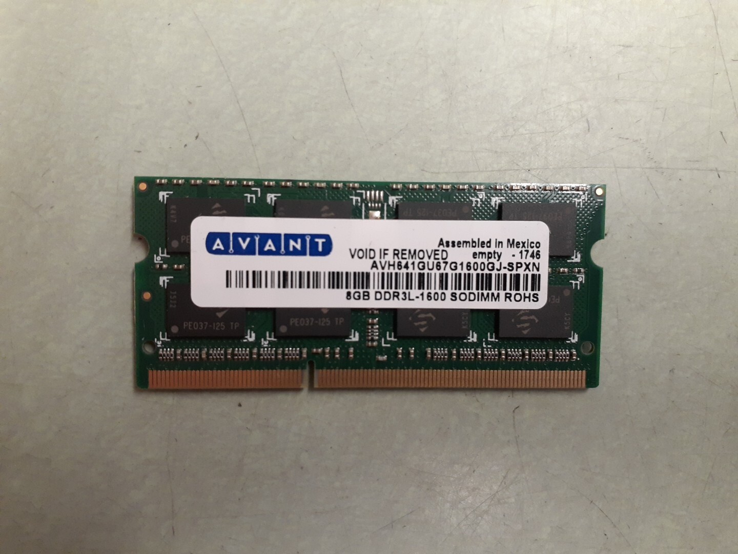 AVANT 8GB DDR3L-1600 SoDimm Memory Laptop Ram AVH641GU67G1600GJ-SPXN