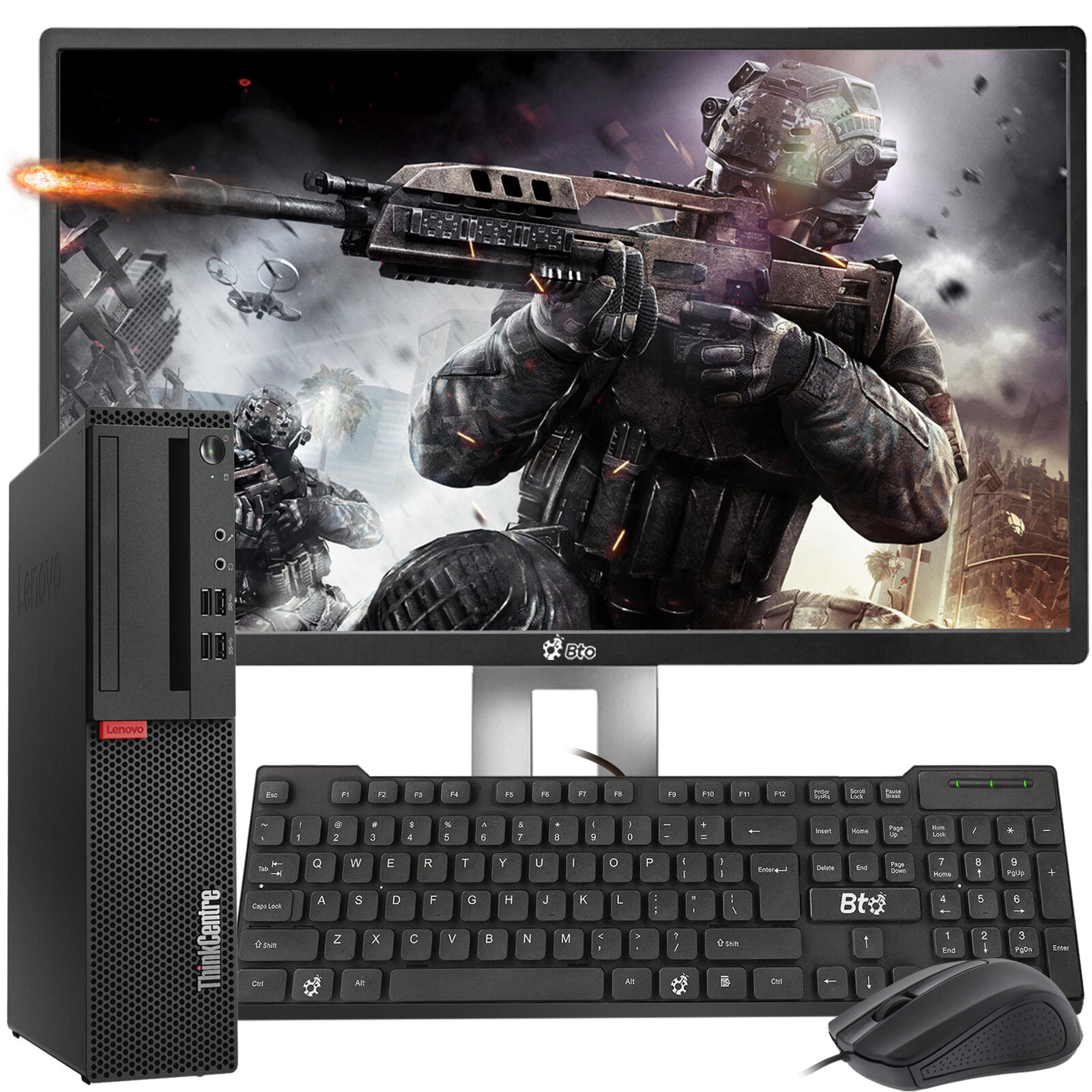 Lenovo Gaming PC SFF i5-6500 32GB 2TB SSD New 24" LED Nvidia GTX 1050ti Win 11