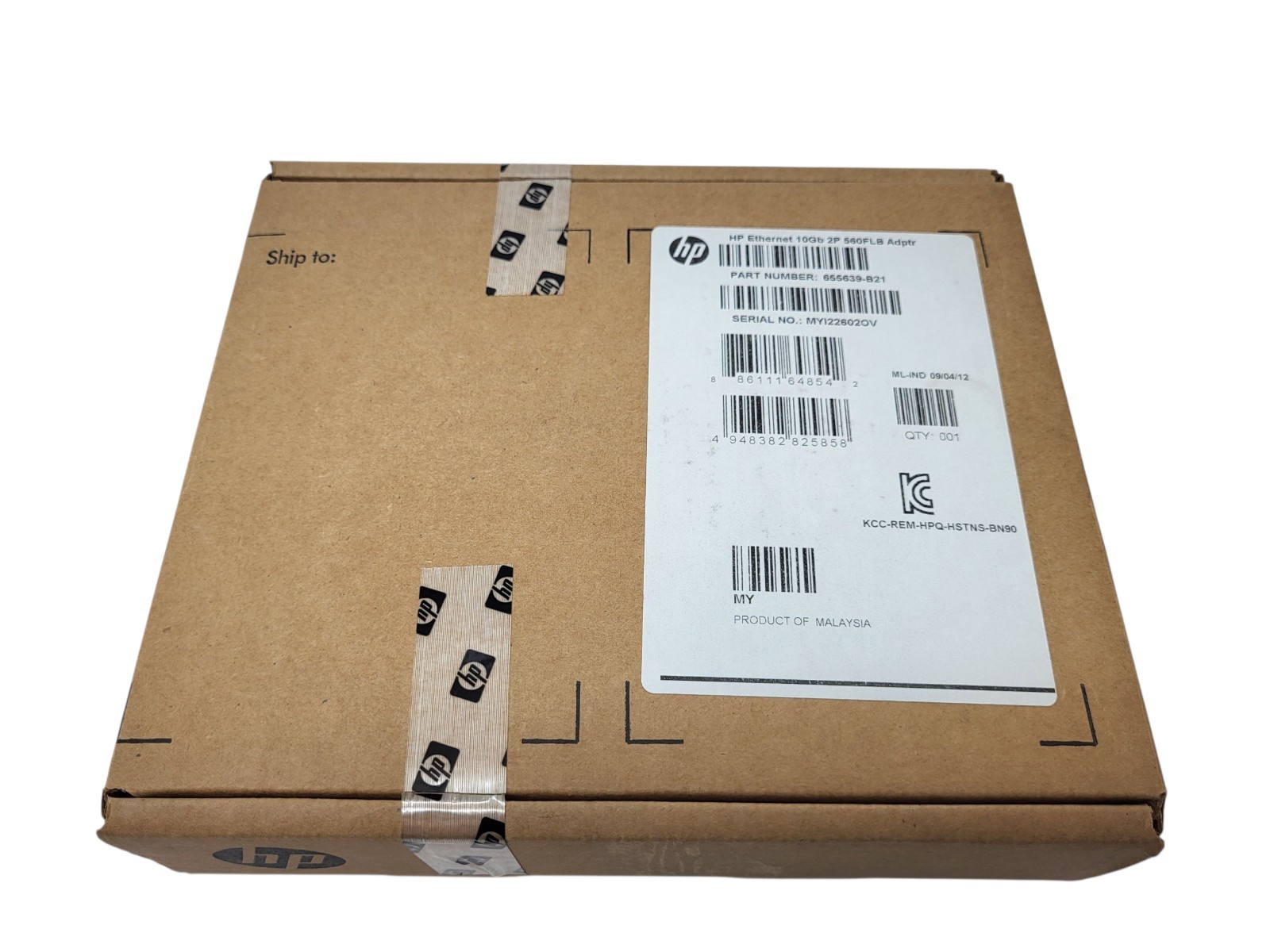 HP Ethernet 10Gb 2-port 560flb Adapter-655639-B21 New Old Stock