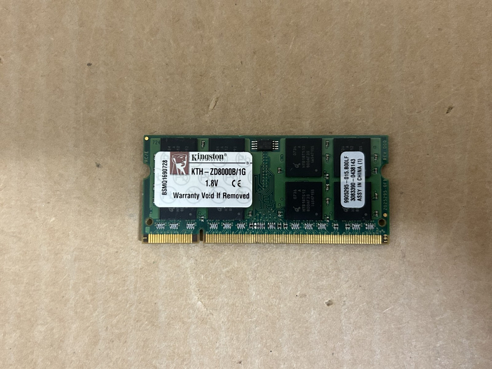 KINGSTON KTH-ZD8000B/1G 1GB SDRAM SODIMM MEMORY MODULE