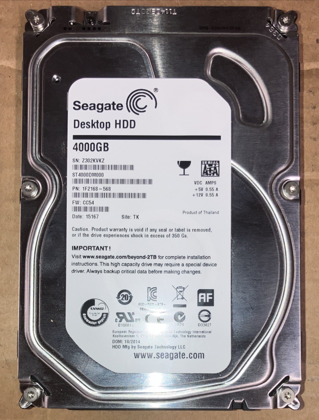 Seagate ST4000DM000 4TB Internal 3.5 inch HDD - TESTED
