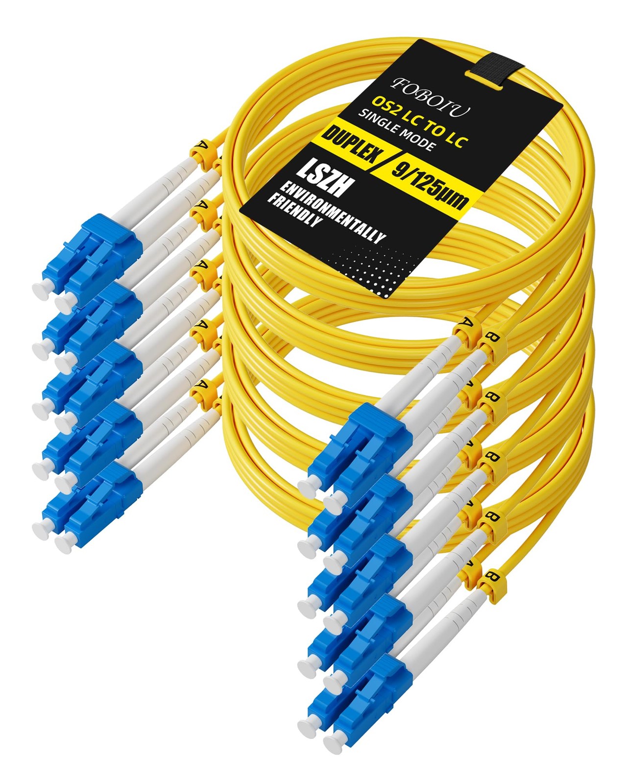 Foboiu 5 Pack OS2 LC to LC Single Mode Fiber Patch Cable 2m/6ft, Duplex | Ind...