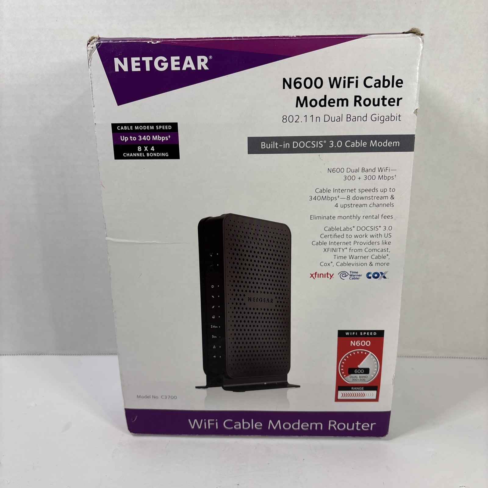 Netgear N600 C3700 WiFi Cable Modem Router 8x4 DOCSIS 3.0 Dual Band Gigabit
