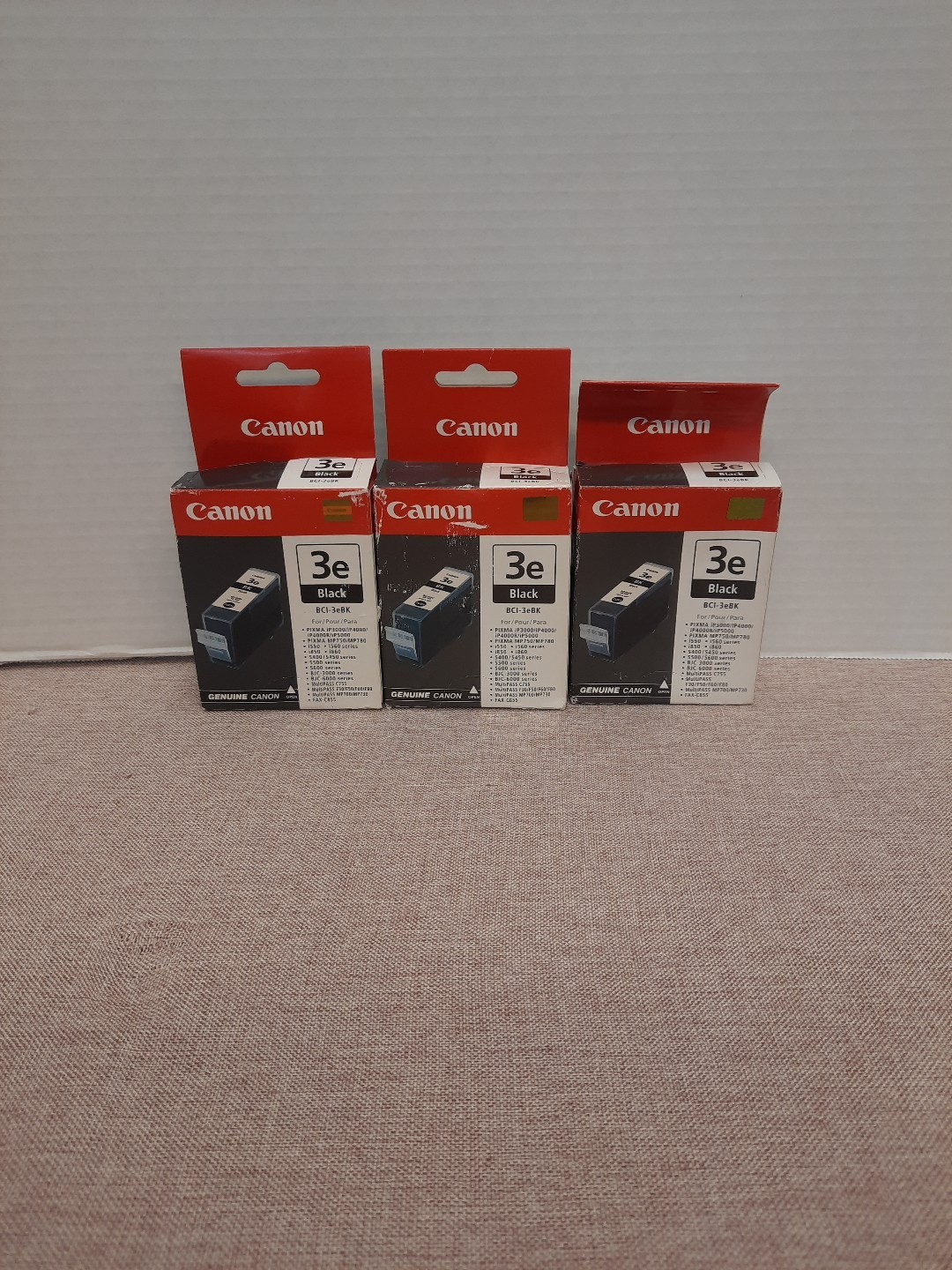 Canon 3e Black Ink BCI-3eBK Lot of 3 Cartridges Factory Sealed