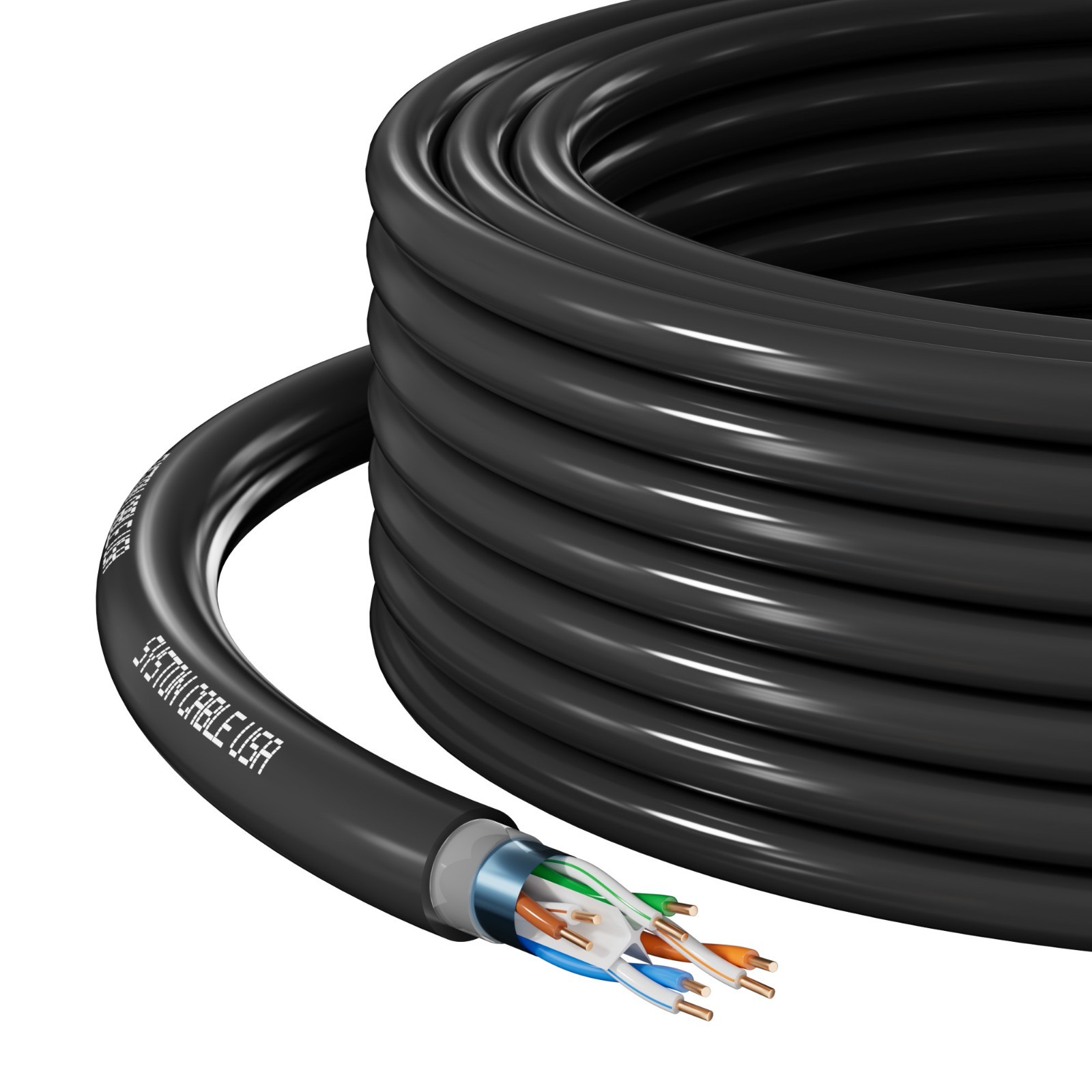 Syston Direct Burial Shielded Cat 6A+ Ethernet Cable 23 AWG F/UTP OSP Waterproof