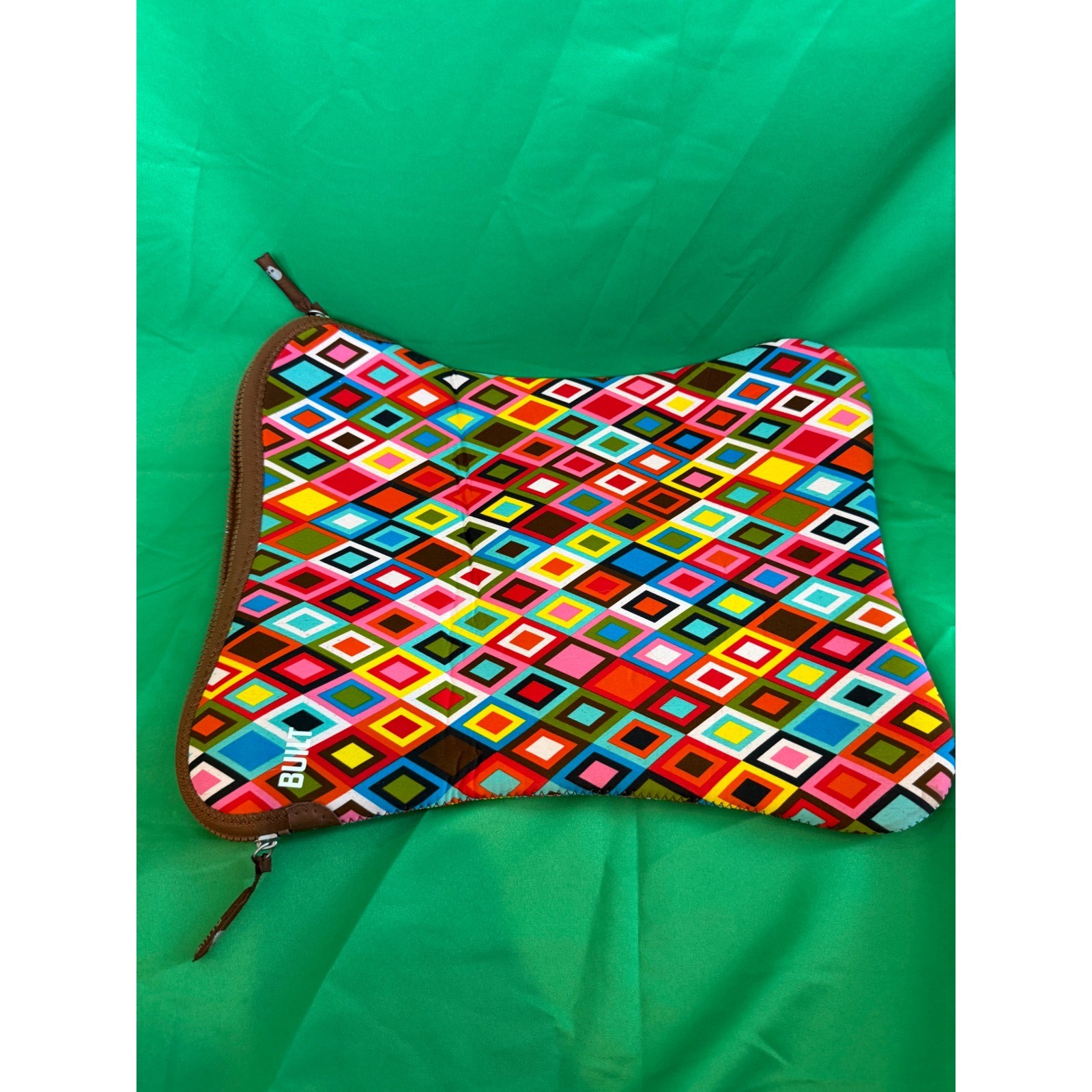 Built NY French Bull 16 inch Laptop Sleeve Multi Color Geometric Diamond Pattern
