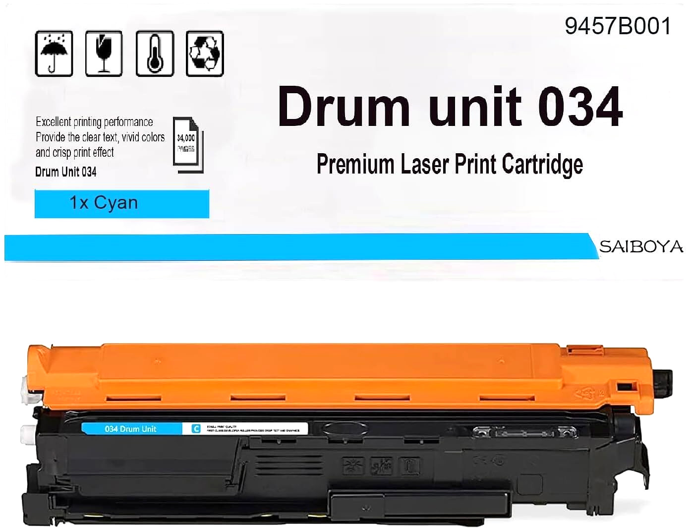 CRG-034 Cyan Drum Unit (9457B001) for Canon imageCLASS MF810Cdn/MF820Cdn & MF820