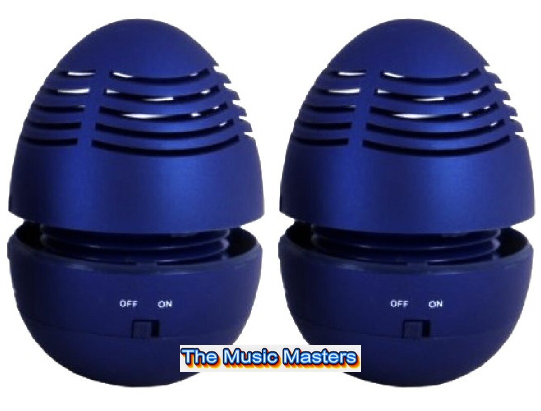 2 Pack Egg Shape Stereo Audio Tumbler SPEAKER Rechargeable USB 3.5mm Wired Blue