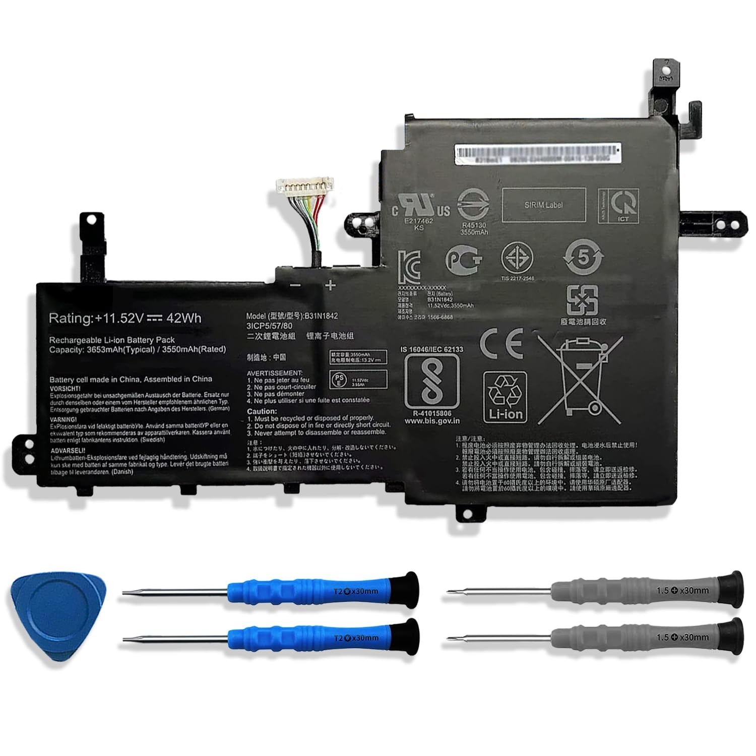 High-Capacity 11.52V 42Wh Laptop Battery for Asus VivoBook S15 Series, 3653mAh