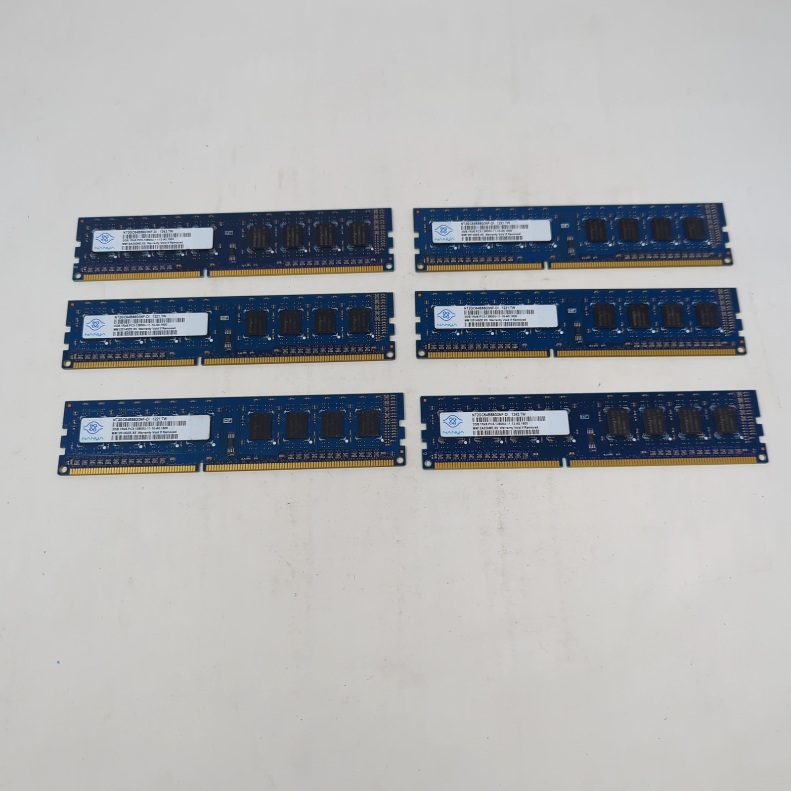 [Lot of 6] Nanya 2GB DDR3 RAM Memory 1600MHz PC3-12800U (12GB Total)