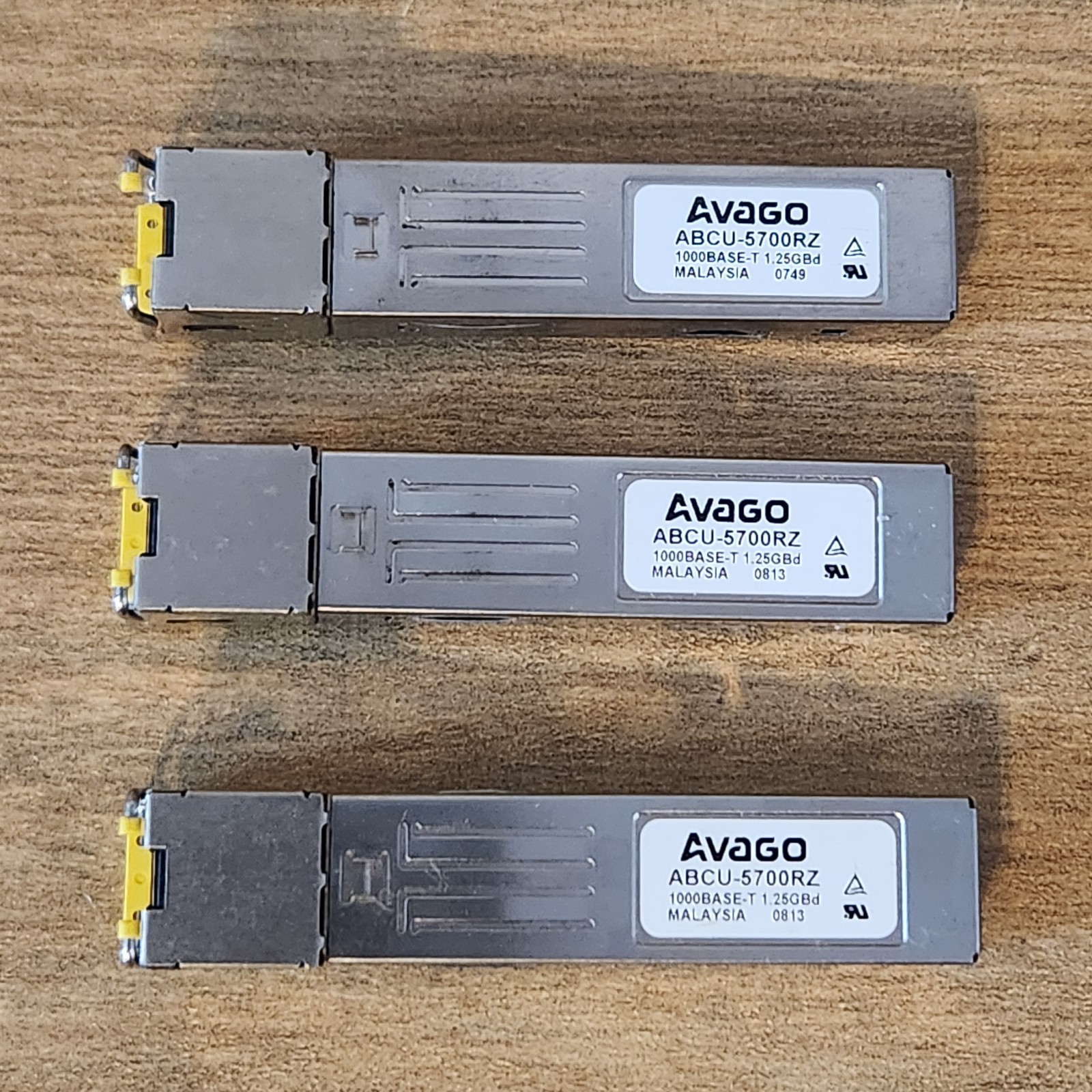 Lot of 3 Avago ABCU-5700RZ 1000BASE-T Gigabit RJ45 Copper SFP Transceiver Module