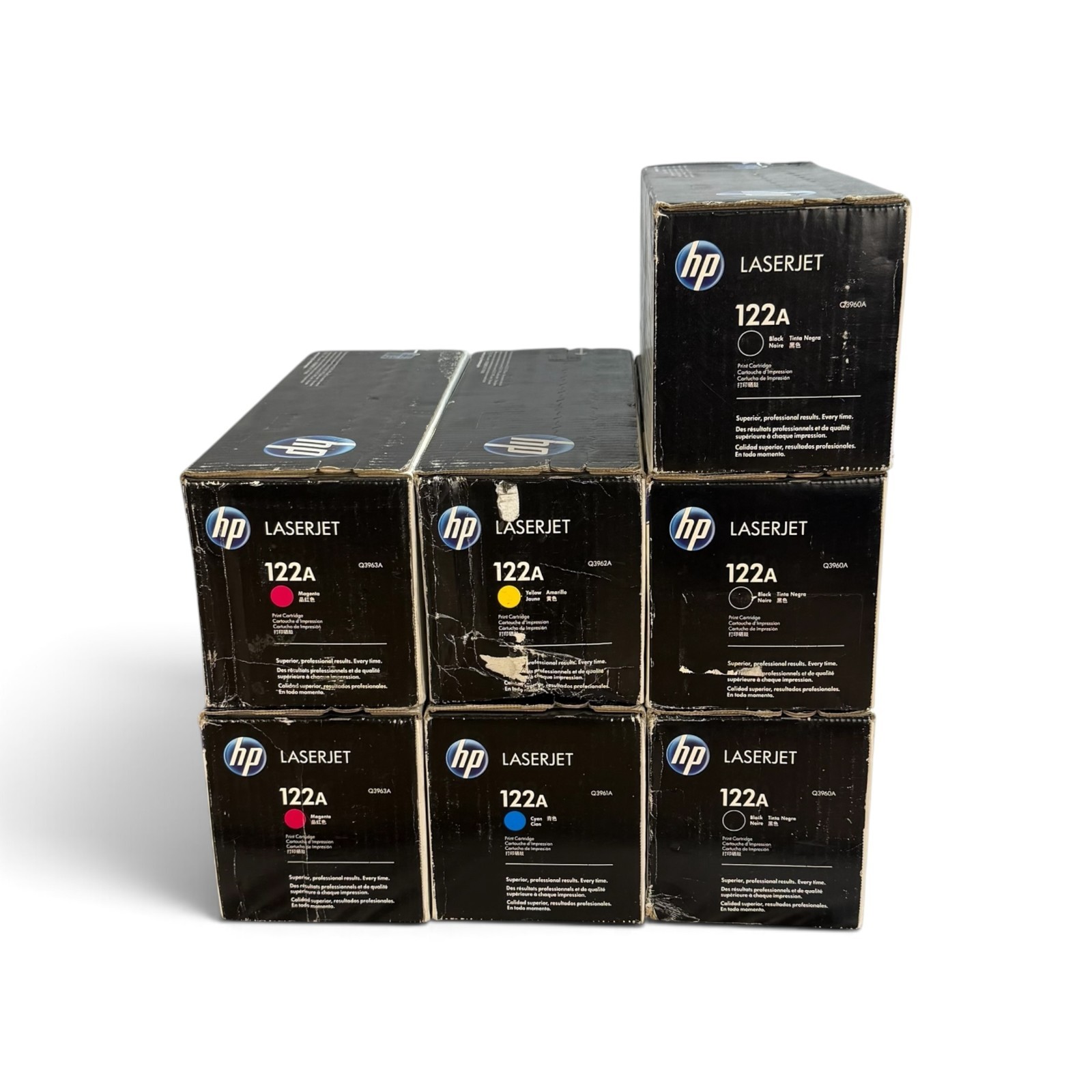 HP 122A Toner Lot - Black, Cyan, Yellow, Magenta (7 Cartridges) OEM New